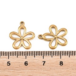 304ステンレスペンダント  花のチャーム  切り取る  イオンプレーティング（ip）  18KGP本金メッキ  17x15x2mm  穴：1.4mm&nbsp;STAS-L317-26G