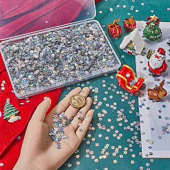 装飾アクセサリー  ポリ塩化ビニールのプラスチック製のスパンコール/スパンコールビーズ  スノーフレーク  クリスマスのために  雪  6x0.2mm  穴：0.9mm  100グラム&nbsp;PVC-SC0001-12A