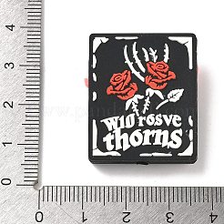 シリコンビーズ  蝶結びのバラの花  焦点ビーズ  ブラック  30x25x12mm  穴：2.1mm&nbsp;SIL-C011-02C