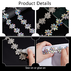 結婚式用の1ヤードガラスラインストーンチェーンガーランド連売り  花  カラフル  3.45x3x0.65cm&nbsp;AJEW-PH0011-93