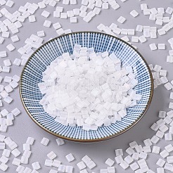 MIYUKIティラビーズ  日本製シードビーズ  2穴  （TL131FR）マットクリスタルAB  5x5x1.9mm  穴：0.8mm  約5900個/500g&nbsp;SEED-MY05-TL131FR