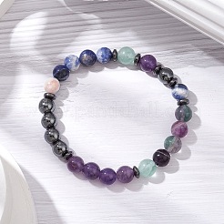 天然＆合成宝石ビーズブレスレット  女性用・男性用ストレッチブレスレット  内径：3-3/8インチ（8.5cm）&nbsp;BJEW-JB11393