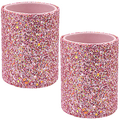 スパンコール付きプラスチックアイブロウペンシル収納ホルダー2個  コラム  ピンク  72x90mm&nbsp;AJEW-CL0005-54