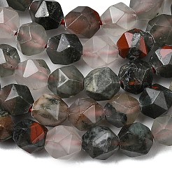 天然のアフリカブラッドストーンビーズ連売り  スターカットラウンドビーズ  多面カット  5~6x5~6x5~6mm  穴：1~1.2mm  約64~68個/連  14.80''~15.04''（37.6~38.2センチメートル）&nbsp;G-Z119-A28-01