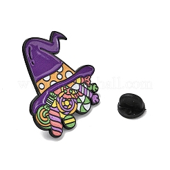 ハロウィーンのエナメルピン  バックパック用合金ラペルピンバック  魔女の帽子  36x34mm&nbsp;LS-JEWB-C049-01A-EB