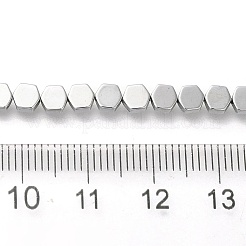 電気めっき合成非磁性ヘマタイト ビーズ 連売り  六角  プラチナメッキ  4.2x4x2mm  穴：0.6mm  約102~104個/連  16.02インチ（40.7cm）&nbsp;G-C154-B01-01C