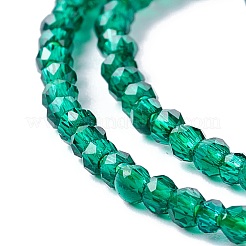 透明ガラスビーズ連売り  多面カット  ラウンド  グリーン  2mm  穴：0.6mm  約182~201個/連  14.57~15.24インチ（（37~38.7cm）&nbsp;GLAA-C019-01A-09