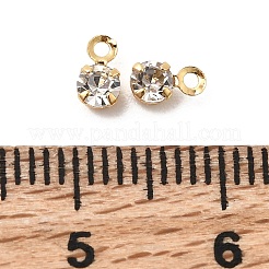 真鍮チャーム  ラウンドチャーム  ラインストーン付き  ニッケルフリー  18KGP本金メッキ  5.5x3x2.5mm  穴：1mm&nbsp;KK-D024-04A-G