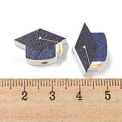 プリントウッドビーズ  卒業の帽子  ブラック  12.5x19.5x5.5mm  穴：2.5mm&nbsp;WOOD-G022-02