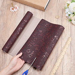 塩ビ革生地  DIYクラフト作り用品用  花柄  ココナッツブラウン  1370x301x0.8mm&nbsp;DIY-WH20081-097B