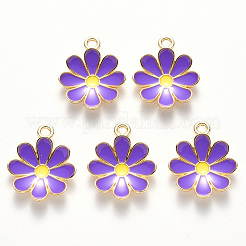 合金エナメルチャーム  花  ライトゴールド  青紫色  19x16x3.5mm  穴：1.8mm&nbsp;ENAM-S121-116D