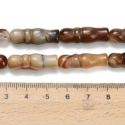 天然バンデットアゲートビーズ連売り  染め＆加熱  竹の形  コーヒー  25x8~8.5mm  穴：1.5mm  約16個/連  15.75''（40センチメートル）&nbsp;G-Z144-A01-01B
