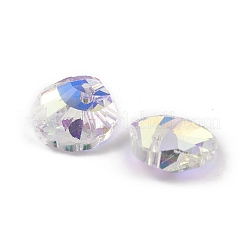 電気メッキガラスチャーム  バックメッキ  多面カット  シェルチャーム  透明  16x16x7~7.5mm  穴：1.4~1.5mm&nbsp;GLAA-A008-06C