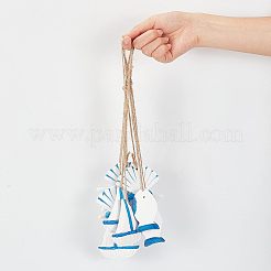 12個 3スタイル 地中海スタイルの天然木製ペンダントオーナメント  壁の装飾ドア吊り装飾  混合図形  ミックスカラー  3個/スタイル&nbsp;AJEW-PH0001-55