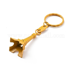 合金キーホルダー  エッフェル塔のペンダント  きいろ  49x21mm&nbsp;KEYC-WH0001-02G