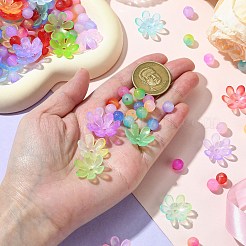 DIY 丸型花アクリルビーズジュエリー作成キット  ミックスカラー  ビーズ：8~18.5x8~20.5x6.5~8mm  穴：2.5mm&nbsp;DIY-CJ0002-82