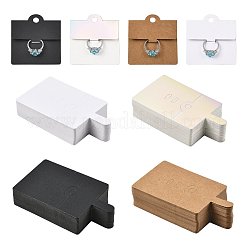 リング用長方形折りたたみ紙ジュエリーディスプレイカード50枚  50個のOPPプラスチックバッグ付き  ホワイト  10.8x6x0.05cm&nbsp;CDIS-FS0001-31A
