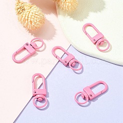 スプレー塗装された環境に優しい合金スイベルスナップフッククラスプ  ショッキングピンク  33.5x12.5x5mm  穴：5x9mm&nbsp;PALLOY-YW0001-27