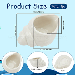 セラミック灰皿ホームディスプレイ装飾  巻き貝の形  ホワイト  127x85x60mm  内径：85x60mm&nbsp;DJEW-WH20021-05B-02