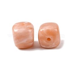 不透明なアクリルビーズ  天然石風  キューブ  ツートン  ライトサーモン  17x15.5x15.5mm  穴：3mm&nbsp;X-OACR-D320-01I