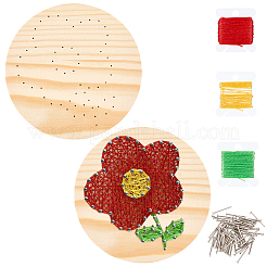 DIY ストリングアート キット セット  木の板入り  プラスチックホルダーアクセサリー  鉄の釘とネジ  ポリエステル糸  花  19x3mm  65pc&nbsp;DIY-WH20050-55A