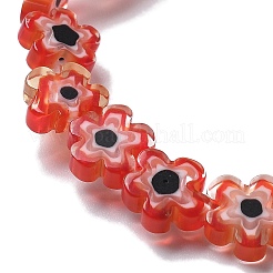 ハンドメイドミッレフィオーリ ランプワークビーズ連売り  花  ミックスカラー  7.5~8.5x7.5~8.5x3~3.5mm  穴：0.8mm  約50個/連  15.75~15.94インチ（40~40.5cm）&nbsp;LAMP-F035-09