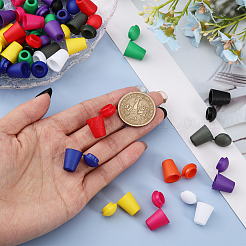 80個 10色プラスチック製取り外し可能なベルストッパーコードエンド  ロッキングリッドキャップ付き  バックパックドローストリングアクセサリー用  ミックスカラー  18x12mm  穴：4.5mm  8個/カラー&nbsp;KY-CA0001-53