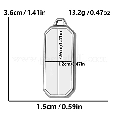 304ステンレススチール長方形ペンダントカボションセッティング  ステンレス鋼色  トレイ：12x29mm  36x15mm&nbsp;PW-WGC3B04-01