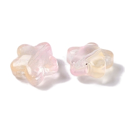 ペイントガラスビーズを焼く  スター  ピンク  11.5x12x6.5mm  穴：1.2mm&nbsp;LS-GLAA-S202-10H