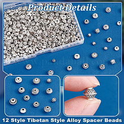 チベット風合金スペーサービーズ  アンティークシルバー  4~7.5x3~6.5mm  穴：1~2mm  460個/セット&nbsp;TIBEB-PH0005-23