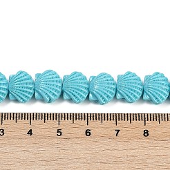 合成サンゴ染め彫刻ビーズ連売り  シェル形状  シアン  11~11.5x9x6.5mm  穴：1mm  約30個/連  10.71''（27.2センチメートル）&nbsp;X-CORA-K009-05A-08