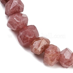 天然石ストロベリークォーツビーズ連売り  多面カット  ナゲット  12~13x16~19x12~14mm  穴：0.9mm  約29~31個/連  14.37~15.28''（36.5~38.8センチメートル）&nbsp;G-F796-D08-01