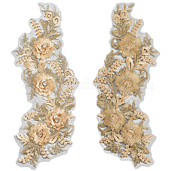 ポリエステル刺繍レース布パッチ  ミシンアクセサリー  ラインストーン付き  花  ナバホホワイト  280x100x6mm&nbsp;AJEW-WH20070-069A