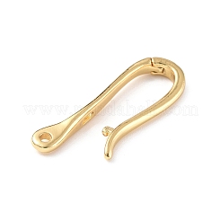ラックメッキ真鍮フッククラスプ  長持ちメッキ  18KGP本金メッキ  30x9.5x3mm  穴：1.8mm&nbsp;KK-E073-01G
