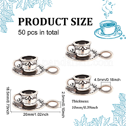 コーヒーカップチベットスタイル合金ペンダント50個  カドミウムフリー＆鉛フリー  アンティークシルバー  26x18.5x10mm  穴：2.5x4.5mm&nbsp;TIBEP-DC0001-02