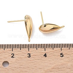 シェグレース 真鍮製スタッドピアス金具  ティアドロップ  カン付き  カドミウムフリー＆ニッケルフリー＆鉛フリー  長持ちメッキ  18KGP本金メッキ  16.5x8.5mm  穴：1.5mm  ピン：0.8mm&nbsp;XGR0026G-37G