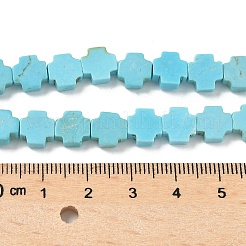 ギアククロスナチュラルマグネサイトビーズ連売り  染め  ターコイズ  7~8x8x3mm  穴：1mm  約48個/連  15.12''（38.4センチメートル）&nbsp;G-N0131-04D