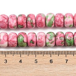 染色された合成リバーストーンビーズ連売り  ロンデル  ピンク  10x6mm  穴：1.2mm  約62個/連  15.63''（39.7センチメートル）&nbsp;G-Z105-C01-01E