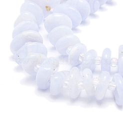 天然石ブルーレースアゲートビーズ連売り  ナゲット  8~11x9~14x1.5~5mm  穴：0.8mm  約74個/連  15.55''（39.5センチメートル）&nbsp;G-E569-J02