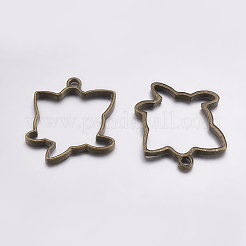 チベットスタイルの合金オープンバックベゼルペンダント  UVレジンDIY用  エポキシ樹脂  プレスジュエリー  動物  アンティークブロンズ  33x27x3mm  穴：2.5mm&nbsp;PALLOY-L203-12AB