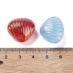 夜光UVメッキレインボー虹色アクリルビーズ  暗闇で光るビーズ  シェル形状  ミックスカラー  18x21x13mm  穴：2.5mm&nbsp;OACR-O008-08