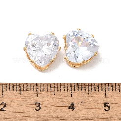 ブラス クリア キュービックジルコニア カボション  ニッケルフリー  18KGP本金メッキ  ハート  11x11x7mm&nbsp;LS-STAS-M294-30C