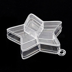 プラスチックビーズ収納ケース  5のコンパートメント  スター  透明  9.1x8.6x1.6cm  穴：6mm&nbsp;X-CON-S043-034
