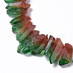 天然水晶染色ビーズ連売り  ナゲット  15~45x10~15x8~10mm  穴：1mm  約36~37個/連  32.5~33cm&nbsp;G-I345-02B
