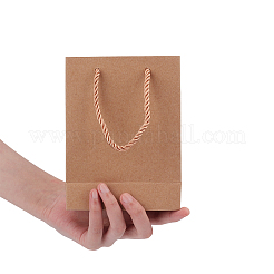 クラフト紙袋ギフトショッピングバッグ  ナイロンコードハンドル付き  長方形  バリーウッド  12x5.8x16cm&nbsp;ABAG-E002-09C
