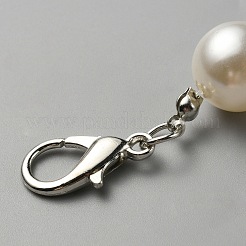 アルミカーブチェーンバッグハンドル  カニカンとプラスチックイミテーションパール付き  プラチナ  33.2cm&nbsp;DIY-WH0449-84P