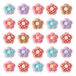 30 個の不透明な樹脂カボション  模造食品  ミックスカラー  花  21x21.5x8.5mm&nbsp;RESI-TA0005-79E