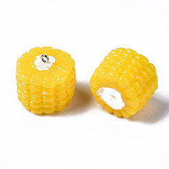 秋のテーマ樹脂ペンダント  プラチナメッキ鉄ループ付き  トウモロコシ  模造食品  ゴールド  23x25~26mm  穴：2mm&nbsp;RESI-N021-09