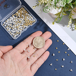 300個2色304ステンレススチールボールチープ  カロット終了  クラムシェルノットカバー  本金メッキ&ステンレススチールカラー  3.9x3mm  内径：1.5mm  150個/カラー&nbsp;STAS-BBC0010-16