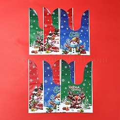 クリスマステーマのウサギ型キャンディビニール袋 60色3個  印刷されたキャンディギフトバッグ  ミックスカラー  23.2cm  バッグ：12.6x13.6センチメートル  20個/カラー&nbsp;ABAG-FS0001-05
